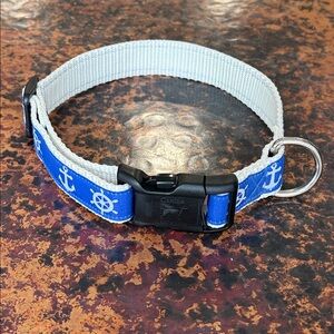 Canine Design Navy & White Nautical Theme Anchor Dog Collar w/Plastic Release